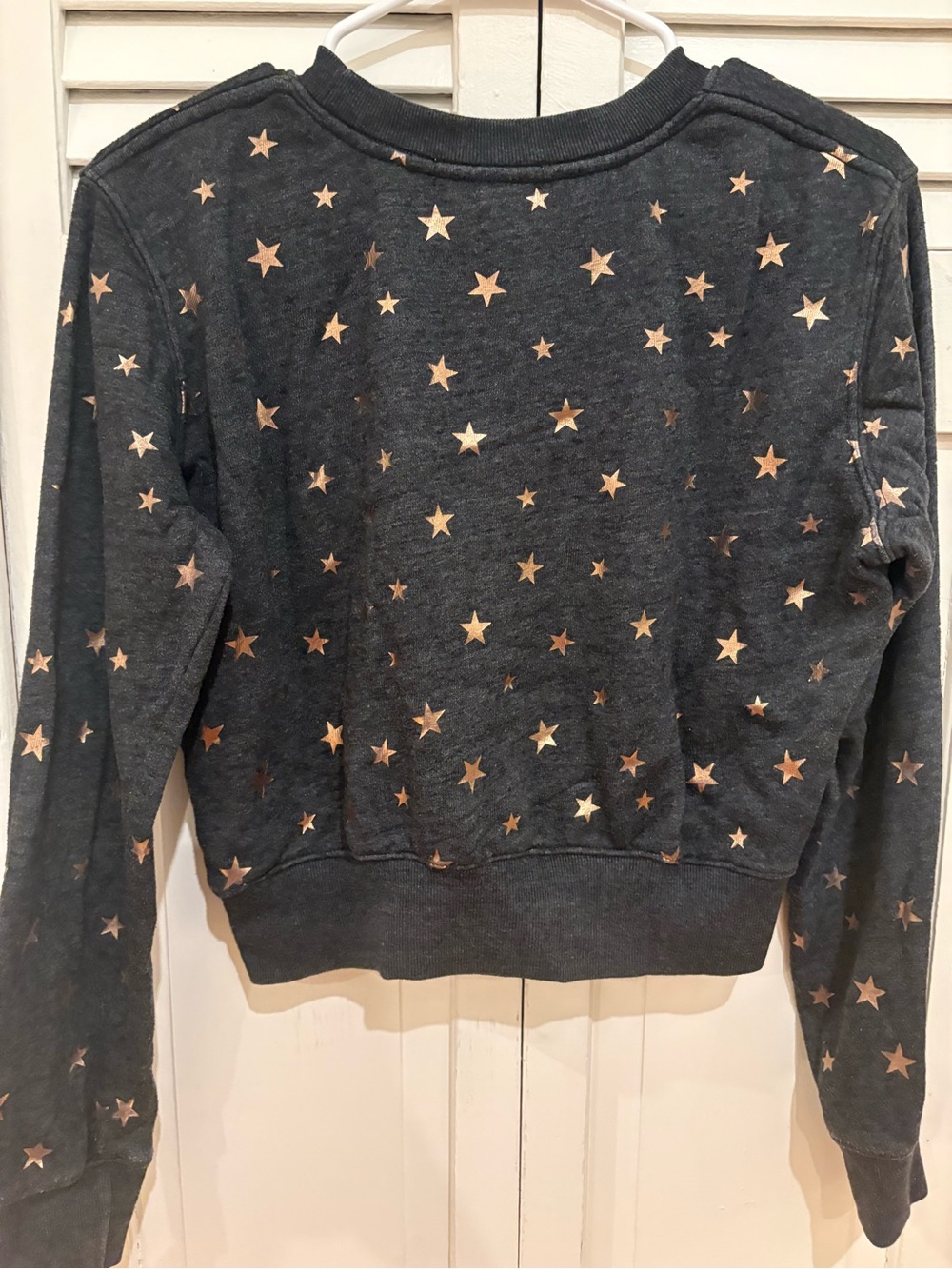 Spiritual Gangster Charcoal Star Print Cropped Sweatshirt - Picture 6 of 6